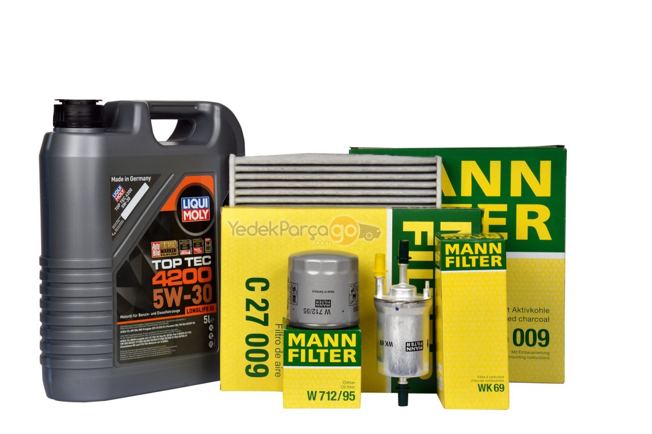 Volkswagen Jetta MK6 2015-2018 MODEL 1.4 TSI 1.2 TSI BLUEMOTİON Motor Komple Filtre Bakım Seti Seti LİQU MOLY 4200 TOP TEC 4LT(Benzin Filtresi Hariç)