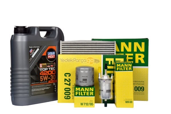 Volkswagen Jetta MK6 2011 - 2015  MODEL 1.4 TSI 1.2 TSI CAX CAV CBZ Motor Komple Filtre Bakım Seti Seti LİQU MOLY 4200 TOPTEC 4LT (YAKIT FİLTRESİ HARİÇ)